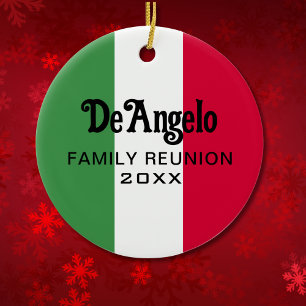 Italiaanse achternaam Custom Flag Kleuren Reunion Keramisch Ornament