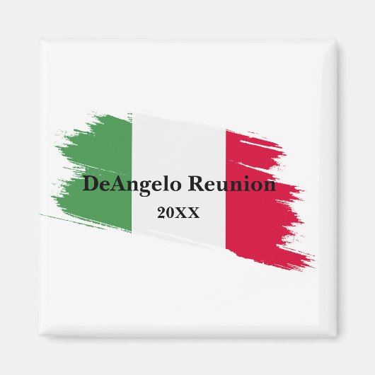 Italiaanse achternaam Custom Flag Kleuren Reunion Magneet (Voorkant)