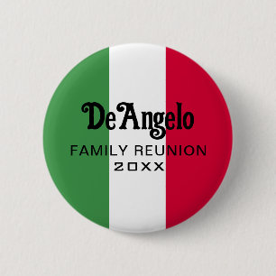 Italiaanse achternaam Custom Flag Kleuren Reunion Ronde Button 5,7 Cm