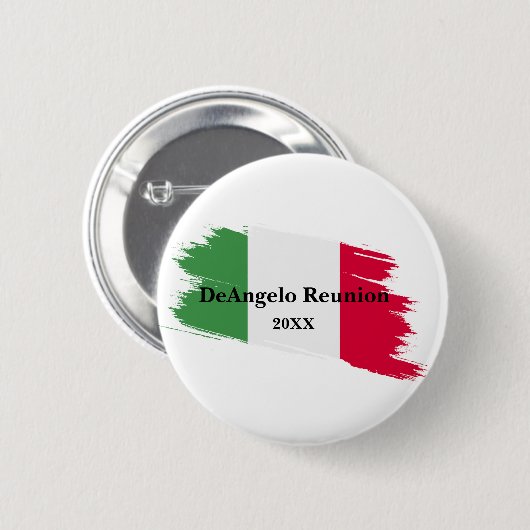 Italiaanse achternaam Custom Flag Kleuren Reunion Ronde Button 5,7 Cm (Voorkant /achterkant)