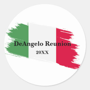 Italiaanse achternaam Custom Flag Kleuren Reunion Ronde Sticker