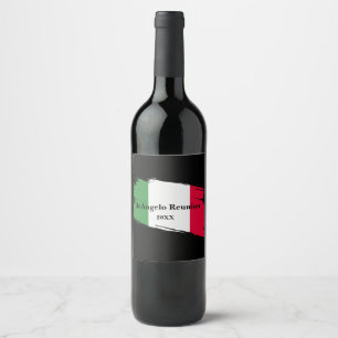 Italiaanse achternaam Custom Flag Kleuren Reunion Wijn Etiket