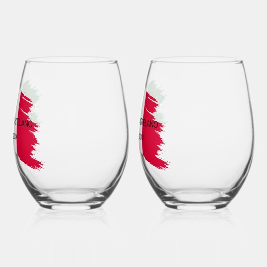 Italiaanse achternaam Custom Flag Kleuren Reunion Wijnglas Zonder Voet (Links)