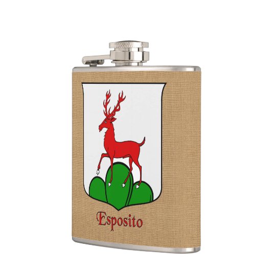 Italiaanse achternaam Esposito Heraldic Shield Heupfles (Links)