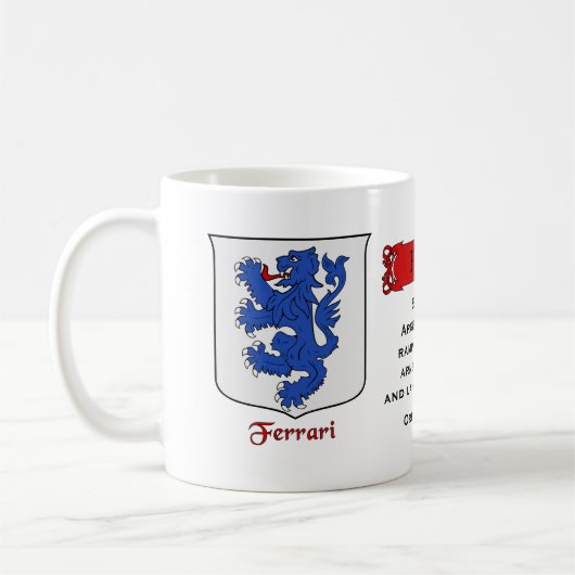 Italiaanse achternaam Ferrari Heraldic Shield en B Koffiemok (Links)