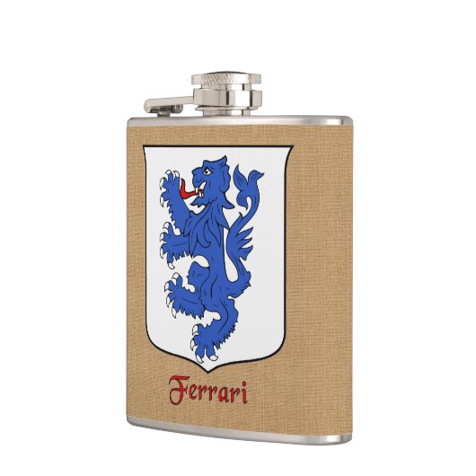 Italiaanse achternaam Ferrari Heraldic Shield Heupfles (Links)