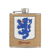 Italiaanse achternaam Ferrari Heraldic Shield Heupfles (Voorkant)