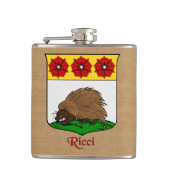 Italiaanse achternaam Ricci Heraldic Shield Heupfles (Voorkant)