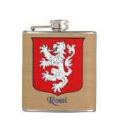 Italiaanse achternaam Rossi Heraldic Shield Heupfles (Voorkant)