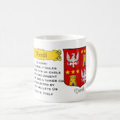Italiaanse achternaam Verdi Heraldic Shield en Bla Koffiemok (Voorkant rechts)