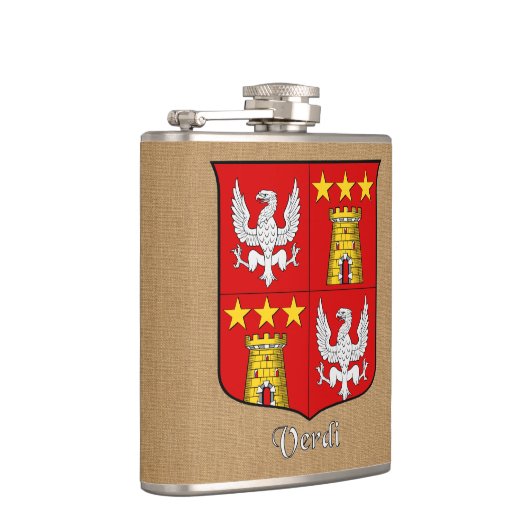 Italiaanse achternaam Verdi Heraldic Shield Heupfles (Rechts)