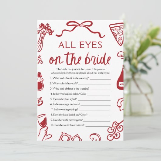 Italiaanse All Eyes On The Bride Vrijgezellenfeest Kaart (Staand voorkant)