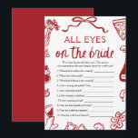 Italiaanse All Eyes On The Bride Vrijgezellenfeest Kaart<br><div class="desc">🍕 Dat is Amore All Eyes on the Bride Game – Italiaans-geïnspireerde bruids plezier met een Cheesy Twist! 💍 Laat je gasten giechelen met dit handgetekende All Eyes on the Bride vrijgezellenfeest-spel - met grillige rode pizzadoodles, speelse Italiaanse charme en een romantische retro-vibe recht uit de straten van Rome! ❤️🍕...</div>