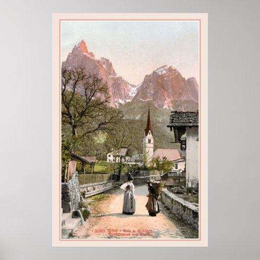  Italiaanse Alpen: Bergdorpje Poster (Voorkant)