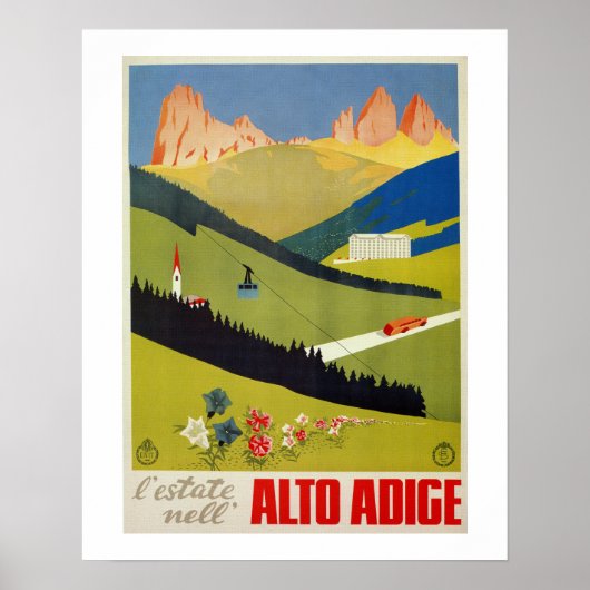 Italiaanse Alpen-reisposter (Zuid-Tirol) Poster (Voorkant)