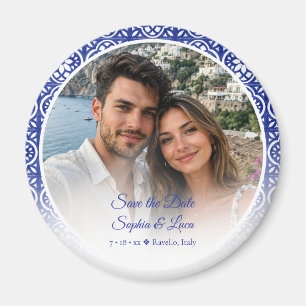 Italiaanse Amalfi-kust Blauwe Tegel Foto Save the  Magneet