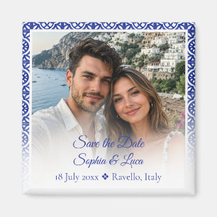 Italiaanse Amalfi-kust Blauwe Tegel Foto Save the  Magneet