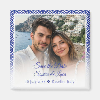Italiaanse Amalfi-kust Blauwe Tegel Foto Save the  Magneet