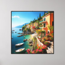 Italiaanse Amalfi-kust op canvas wandkunst