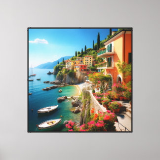 Italiaanse Amalfi-kust op canvas wandkunst Afdruk