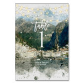 Italiaanse Amalfi licht trouwtafel nummer kaart (Achterkant)