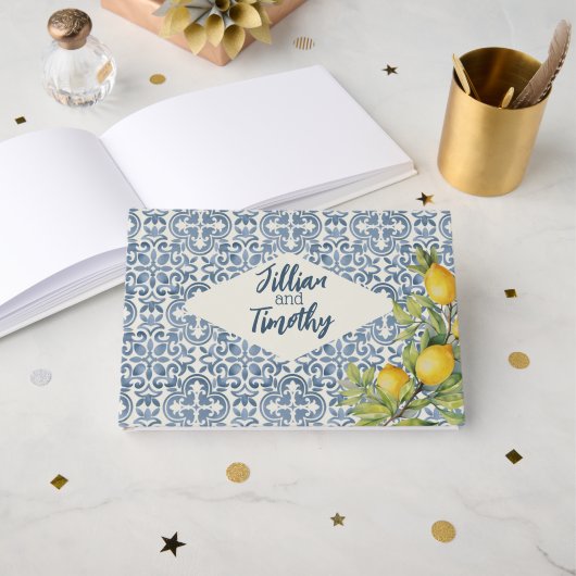 Italiaanse Amalfi thema bruiloft Gastenboek (Voorkant open)