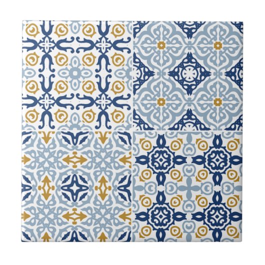 Italiaanse Amalfi Tile Blue Yellow Ceramic Tile Tegeltje (Voorkant)