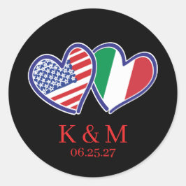 Italiaanse Amerikaanse hartvlaggen Ronde Sticker
