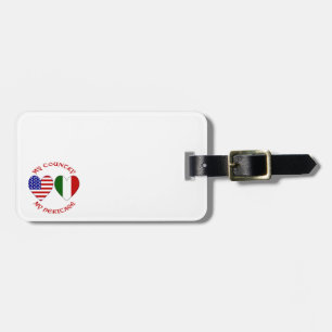 Italiaanse Amerikaanse Land Erfenis in Rode Letter Bagagelabel