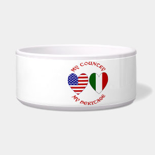 Italiaanse Amerikaanse Land Erfenis in Rode Letter Voerbakje