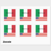 Italiaanse Amerikaanse pride vlag aangepaste drank Vierkante Sticker (Vel)