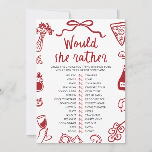 Italiaanse Amore zou ze liever Vrijgezellenfeest s Kaart (Voorkant)