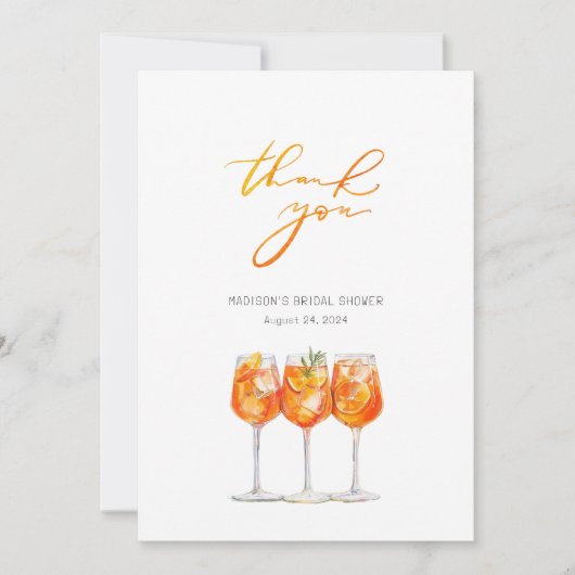 Italiaanse Aperol Spritz Bruidsfeest Bedankkaart (Voorkant)