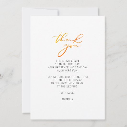 Italiaanse Aperol Spritz Bruidsfeest Dankkaart Bedankkaart (Achterkant)