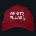 Italiaanse Aperol Spritz Grappige Spreuk Roze Rood Geborduurde Pet<br><div class="desc">Verhef je zomerse stijl met deze speelse "Spritz Please" hoed, perfect voor liefhebbers van Aperol Spritz en aperitivo cultuur. Deze trendy geborduurde hoed in een felle rode kleur voegt een leuke twist toe aan elke casual uitstap of cocktailuur. Of je nu ontspant in een strandbar, een zomerse party bezoekt, of...</div>