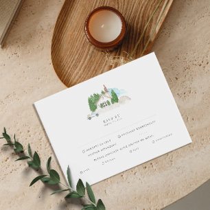 Italiaanse Aquarel Huis Bruiloft RSVP Uitnodiging