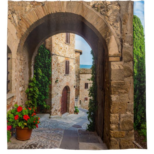 Italiaanse architectuur Elegance Douchegordijn (Voorkant)