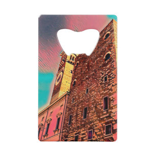 Italiaanse architectuurschilderij creditkaart flessenopener