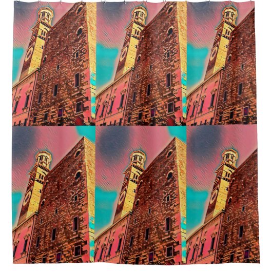 Italiaanse architectuurschilderij douchegordijn (Voorkant)