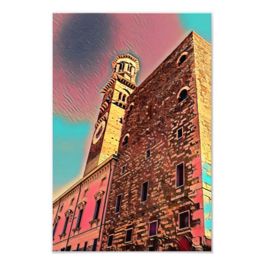 Italiaanse architectuurschilderij foto afdruk (Voorkant)