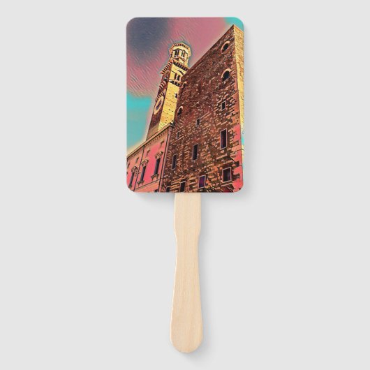 Italiaanse architectuurschilderij handwaaier (Voorkant)