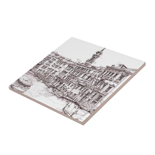 Italiaanse architectuurtekeningen tegeltje (Zijkant)