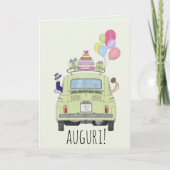 Italiaanse Auguri trouwdag Fiat 500 Kaart (Voorkant)