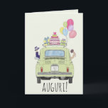 Italiaanse Auguri trouwdag Fiat 500 Kaart<br><div class="desc">Italiaanse bruiloft gefeliciteerd. Gewoon getrouwd stel in een auto, Fiat 500 of Cinquecento. Gefeliciteerd met je trouwdag! Verras het gelukkige paar op hun mooiste dag met een speciale kaart. Veel verschillende design beschikbaar, in het Engels en sommige niet-Engelse versies.</div>