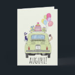 Italiaanse Auguri trouwdag Fiat 500 Kaart<br><div class="desc">Italiaanse bruiloft gefeliciteerd. Gewoon getrouwd stel in een auto, Fiat 500 of Cinquecento. Gefeliciteerd met je trouwdag! Verras het gelukkige paar op hun mooiste dag met een speciale kaart. Veel verschillende design beschikbaar, in het Engels en sommige niet-Engelse versies.</div>
