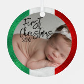 Italiaanse Baby's Eerste Kerstmis Metalen Ornament (Achterkant)