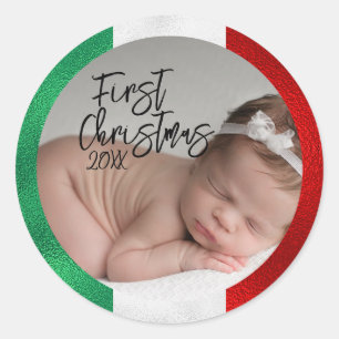 Italiaanse Baby's Eerste Kerstmis Ronde Sticker