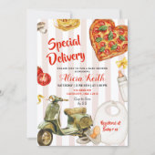 Italiaanse babyshower pizza speciale bezorging kaart (Voorkant)
