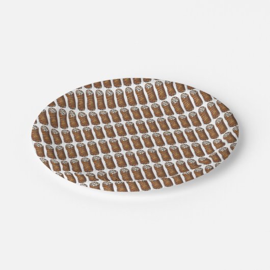 Italiaanse bakkerij chocolade Cannoli dessert Past Papieren Bordje (Gekanteld)