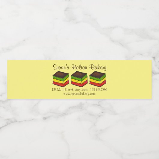 Italiaanse Bakkerij Rainbow 7 Layer Cookie Waterfles Etiket (Enkel label)